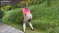 serina gomez soaks jeans wetting publicly in dutch outdoors