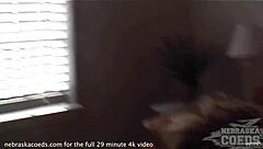 pretty petite girl tries lingerie masturbates on hotel sofa