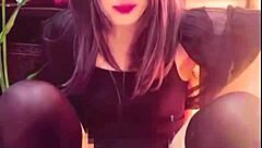 Black-Haired Ladyboy Masturbates Quietly in Public Toilet!
