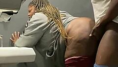 bbw milf takes big black cock backshots in bar bathroom