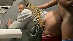 bbw milf takes big black cock backshots in bar bathroom