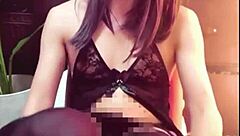 Black-Haired Ladyboy Masturbates Quietly in Public Toilet!