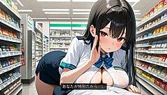 深夜コンビニ巨乳店員がパイズリで誘う🤭💦 JOI shop tease