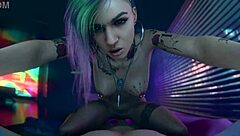 Cyberpunk Panam and Judy Best Blowjobs Cumshots Anal POV