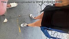 Ela flashes no panties on street and public bus ride