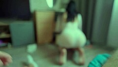 curvy milf catches boner helps quick cumshot on her ass