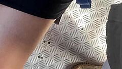 Ela flashes no panties on street and public bus ride