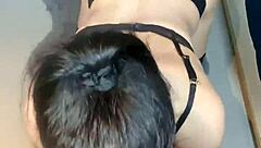 POV Petite Brunette Dildo Blowjob Mesh Panties Nylons
