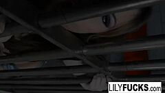 lily fingers wet pussy while locked in jail