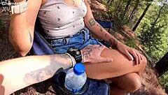 tight teen ass creampied roughly in public nature fuck