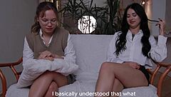 Wife Guides Girl In Passionate Double Blowjob