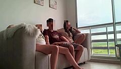 blonde brunette mff share cock movie night homemade
