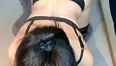POV Petite Brunette Dildo Blowjob Mesh Panties Nylons