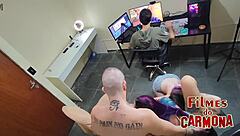 camera catch you bareback fucking in game office?