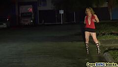 a black dude and female cop uniform encounter