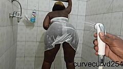 i shake my thick ebony ass twerking in the shower