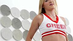 Cheerleader babe's tight pussy prepped by star QB