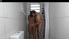 shower creampie bath floods her pussy with milk