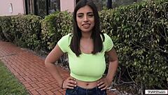 ella's hairy wet pussy pounded hard outdoors for quick cash