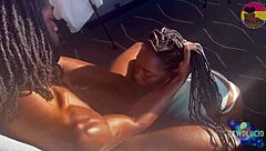 Ebony Girlfriend Deepthroats Cock Eye Contact Hotel Fuck Fun