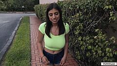 ella's hairy wet pussy pounded hard outdoors for quick cash