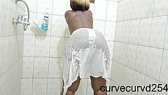i shake my thick ebony ass twerking in the shower