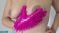 Perverse Milf Stretches Pussy With Gloves And Pump