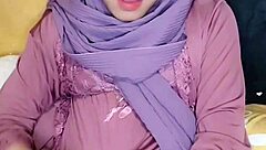Hijab Crossdresser Strokes Cock in Solo Indonesian Play