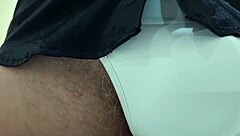 Hard cock closeup blasts cum on sexy slip