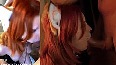 Cute redhead fox deepthroats big cock craving face cumshot