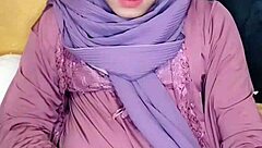 Hijab Crossdresser Strokes Cock in Solo Indonesian Play