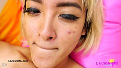 gorgeous asian model poses her petite body seductively during photoshoot interview