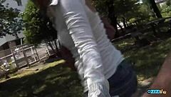Innocent asian park girl boundaries pushed with heavenly pov blowjob titty fuck