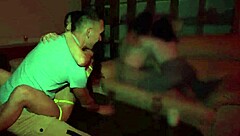 Horny brunette gets rough doggystyle pounding cum on face at private party