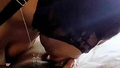 masked ebony lalola klitz sucks wet black cock dry again