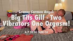 granny carmen angel moans big tits gilf double vibrator orgasm
