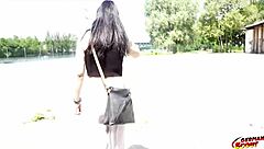 German Wife's Long Labia Gape in Real Anal Casting