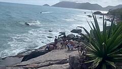 brazilian brunette teen anal gangbang at rio nudist beach interracial party frenzy