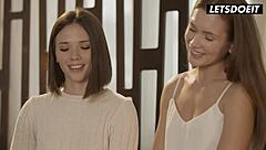 European brunettes share KINKY LESBIAN KISSING and muff diving in sensual high-definition encounter