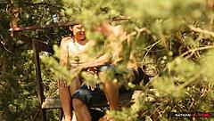 hot czech brunette takes monster cock dicking deep in forest outdoor rough 4k