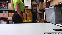 thick horny blonde shoplifter seduces officer with big tits tease