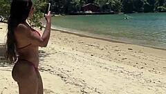 praia threesome bikini off cock thrusts so tasty