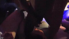 gangbang with naughty babe ends in cumshots