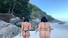 friends reunite on beach for public pussy licking fun
