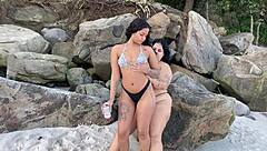 friends reunite on beach for public pussy licking fun