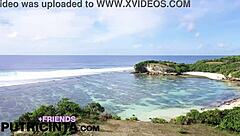putri cinta fingers tight asian bum on beach