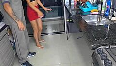 Petite Latina Wife No Panties Flashes Plumber in Homemade Casting