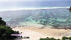 putri cinta fingers tight asian bum on beach