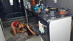 Petite Latina Wife No Panties Flashes Plumber in Homemade Casting