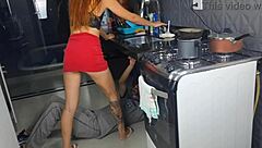 Petite Latina Wife No Panties Flashes Plumber in Homemade Casting